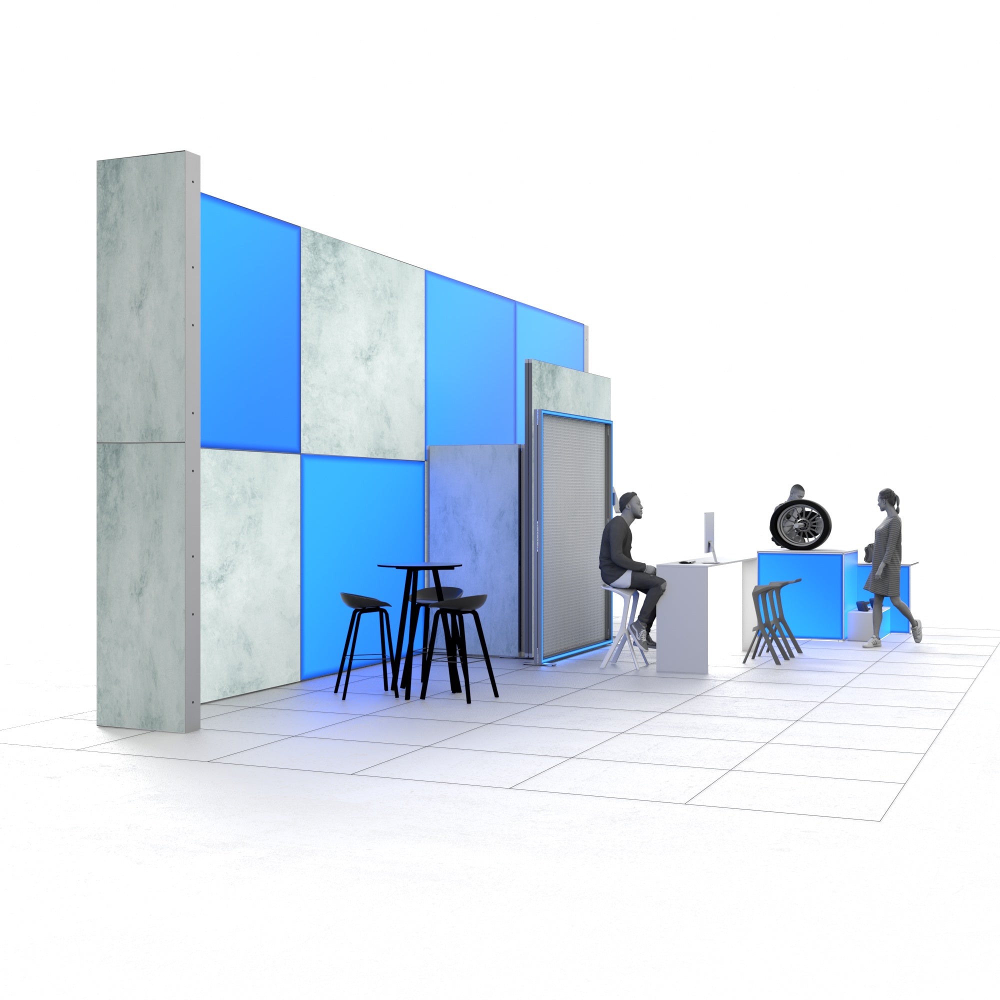 <strong>Messestand Riley</strong> | Markenwelt mit hoher modularer Rückwand