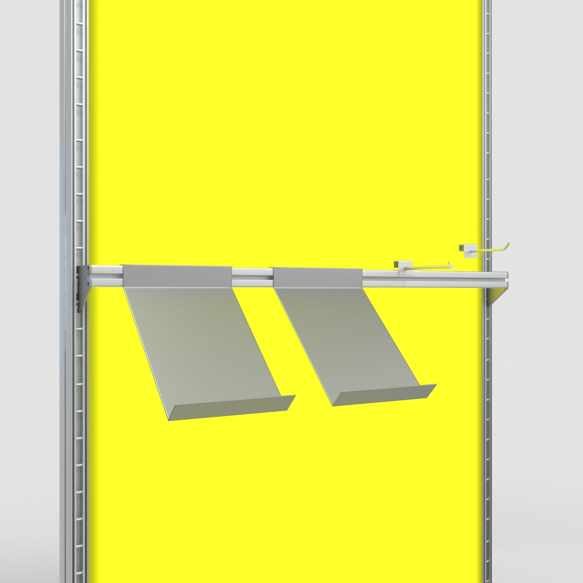 Modulap Multischiene mit einer Breite von 1000 an einem Frame befestigt mit Ablagen