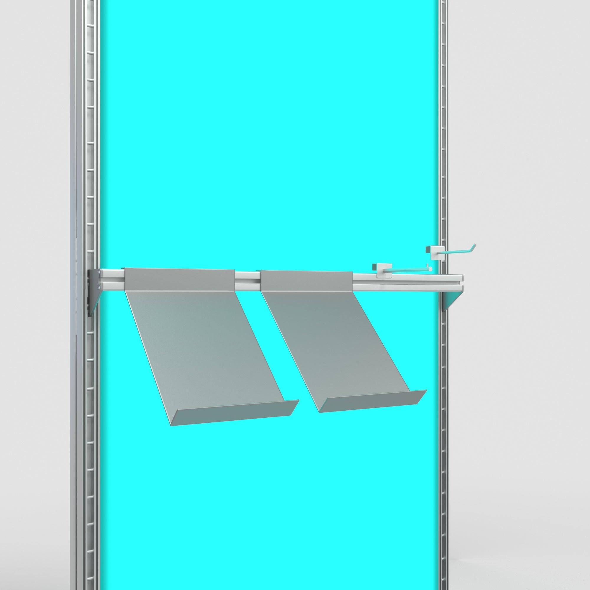 Modulap Multischiene mit einer Breite von 820 mm an einem Frame mit Ablagen